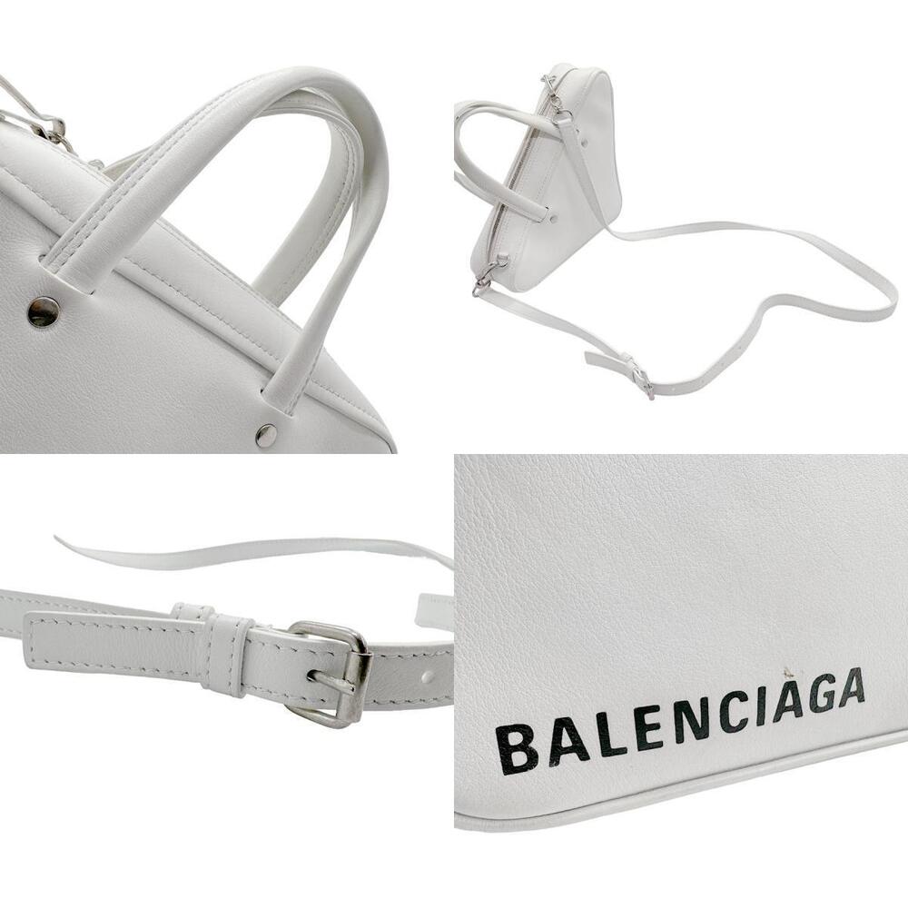 Balenciaga Leather Triangle Duffle Shoulder Bag XS White Handbag - Picture 4 of 4